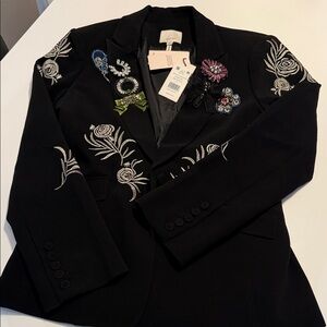 Cinq à Sept Black Blazer with Embroidery